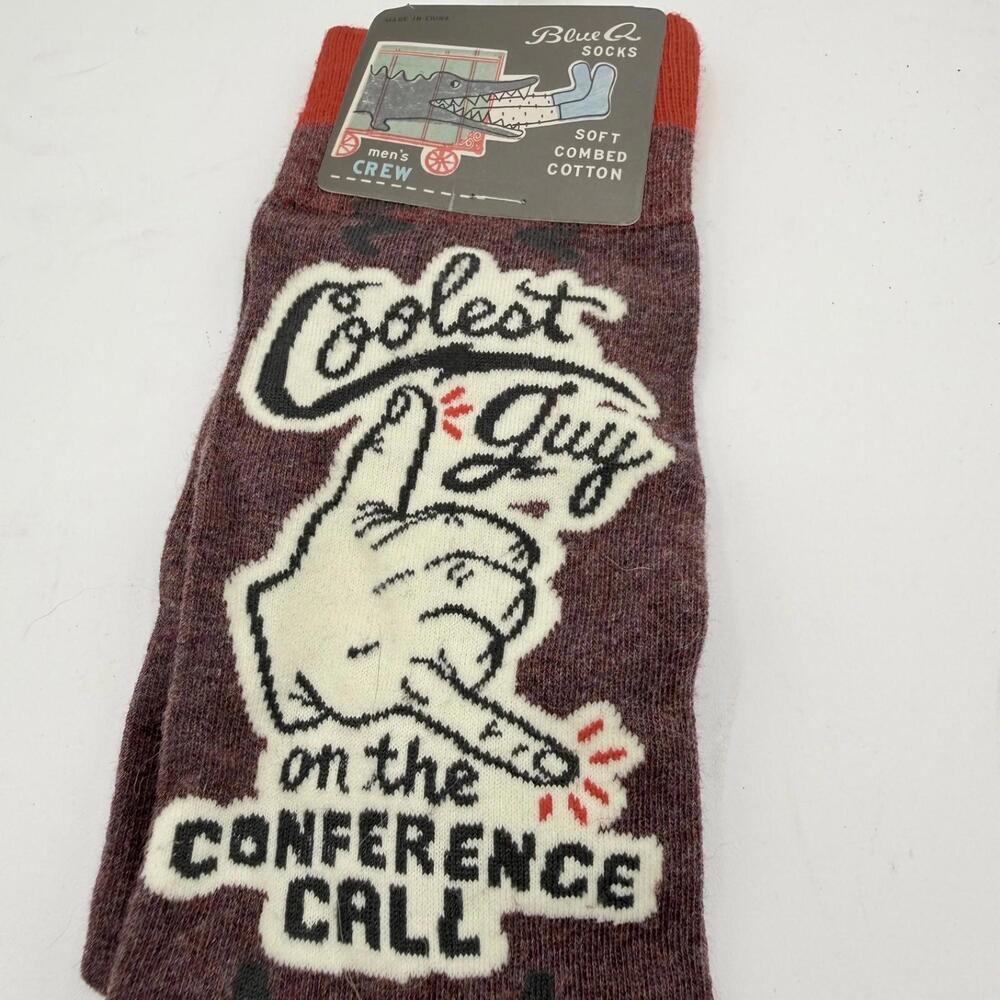 Blue Q Coolest Guy‎ on the Conference Call Crew Socks Mens 7-12 Gift Office